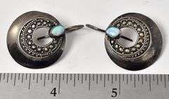 Opal Gemstone Dangle Earrings in Sterling Silver