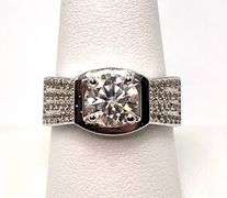 Impressive 14 Kt White Gold Plated 2.65 Ct Lab Simulated Diamond Ring