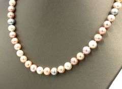 Multi color fresh water pearl stand necklace