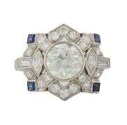 Vintage 2.06ctw European and Round Diamond Milgrain Heirloom Ring in Platinum