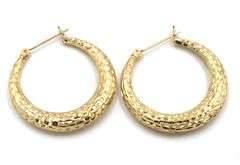 14kt Yellow gold diamond cut hoop earrings