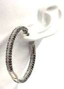 14kt White gold 5ctw black and white in out diamond hoop earrings