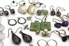 Group lot of vintage 925 sterling silver stud and dangle earrings