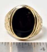 Charming 14K Yellow Gold Black Onyx Gemstone Ring