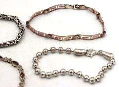 Group lot of 4 vintage 925 sterling silver bracelets