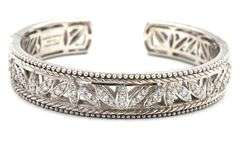 Judith Ripka 925 sterling silver signed cubic zirconia cuff bangle