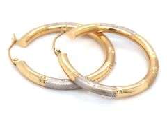Lovely Half Dollar Size 14K W&Y Hoop Earrings