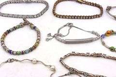 Group of 10 vintage 925 sterling silver bracelets