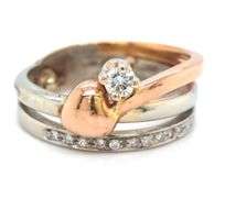 14kt Yellow gold 0.30ctw 2 tone heart bypass ring