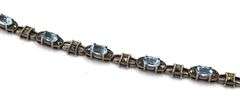 Vintage 925 sterling silver signed blue topaz link bracelet