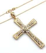 18kt Yellow gold 0.80ctw diamond cross pendant on chain