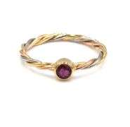 Cartier ruby twisted 18kt tri-color stackable band