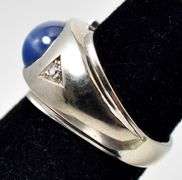 Beautiful 14K White Gold Star Sapphire and Diamond Ring