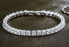 14 Kt White Gold Plated 7.25 Ctw Princess Cut Lab Simulated Diamond Bracelet