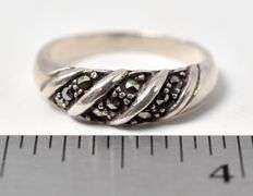 Marcasite Gemstone Ring in Sterling Silver