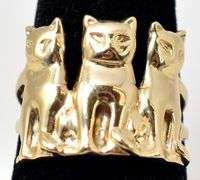 Purfect 14K Yellow Gold Cat Motif Ring