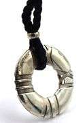 Tiffany & Co Atlas circle pendant on black cord necklace