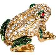 Hand-Painted Frog Trinket Box with Rhinestones