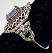 Amethyst and CZ Gemstone Ring in Sterling Silver