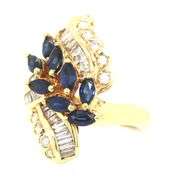 18kt Yellow gold blue sapphire and diamond ring