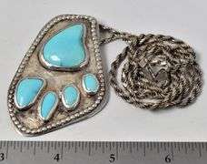 Turquoise Gemstone Pendant Necklace in Sterling Silver