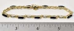 Stunning 14K Yellow Gold Black Spinel and Diamond Bracelet