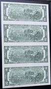 Uncut Sheet of 4 2003 A $2 St Louis Fed Reserve Notes.