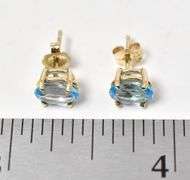 Lovely Blue Topaz Gemstone Stud Earrings in 14K Yellow Gold