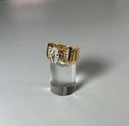 Ladies Sparkling 14 Kt Yellow Gold Plated 3.35 Ct Marquis Cut Lab Simulated Diamond Ring