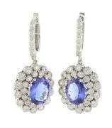 5.50ctw Oval Tanzanite and 3.50ctw Diamond Double Frame Drop Earrings