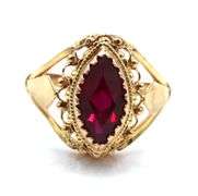14kt Yellow gold marquise garnet cocktail ring