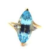14kt Yellow gold marquise topaz and side diamond cocktail ring