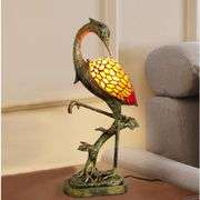 Handmade Crane Stained Glass Tiffany Table Lamp