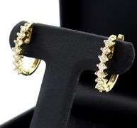 14kt Yellow gold 0.70ctw 4 prong diamond J hoop earrings