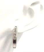 14kt White gold 0.15ctw baguette diamond J hoop earrings