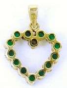 14K Emeralds & Diamond Heart Pendant