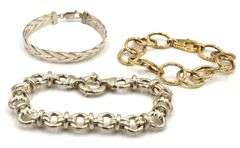 Group lot of 3 vintage 925 sterling silver bracelets