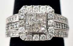 Elegant 10k White Gold Diamond Cluster Ring