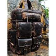 Buffalo Leather Travel Backpack with Multi Pockets