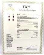 14kt Yellow gold oval ruby lead treated and pearl dangle earrings