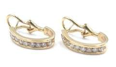 14kt Yellow gold 1ctw channel set diamond J hoop earrings