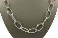Judith Ripka 2 tone oval link chain necklace
