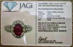 Very nice quality Ruby and diamonds on 14k white gold ring, size 5.5