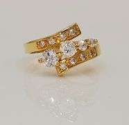 Sparkling 14 K Yellow Gold Plate 2.65 Ctw Lab Simulated Diamond Ring