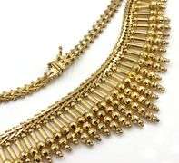 Italian 925 Sterling silver Cleopatra style necklace adorned with diamond cut beads