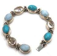 Michael Dawkins turquoise and aquamarine link bracelet