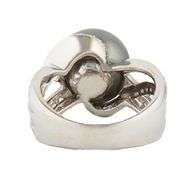 12.0MM Black Tahitian Pearl and 0.15ctw Diamond Ring