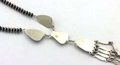 925 Sterling silver signed purple stone dangle necklace