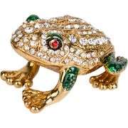 Hand-Painted Frog Trinket Box with Rhinestones