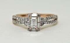 Stunning 14K Emerald Cut Halo Diamond Ring